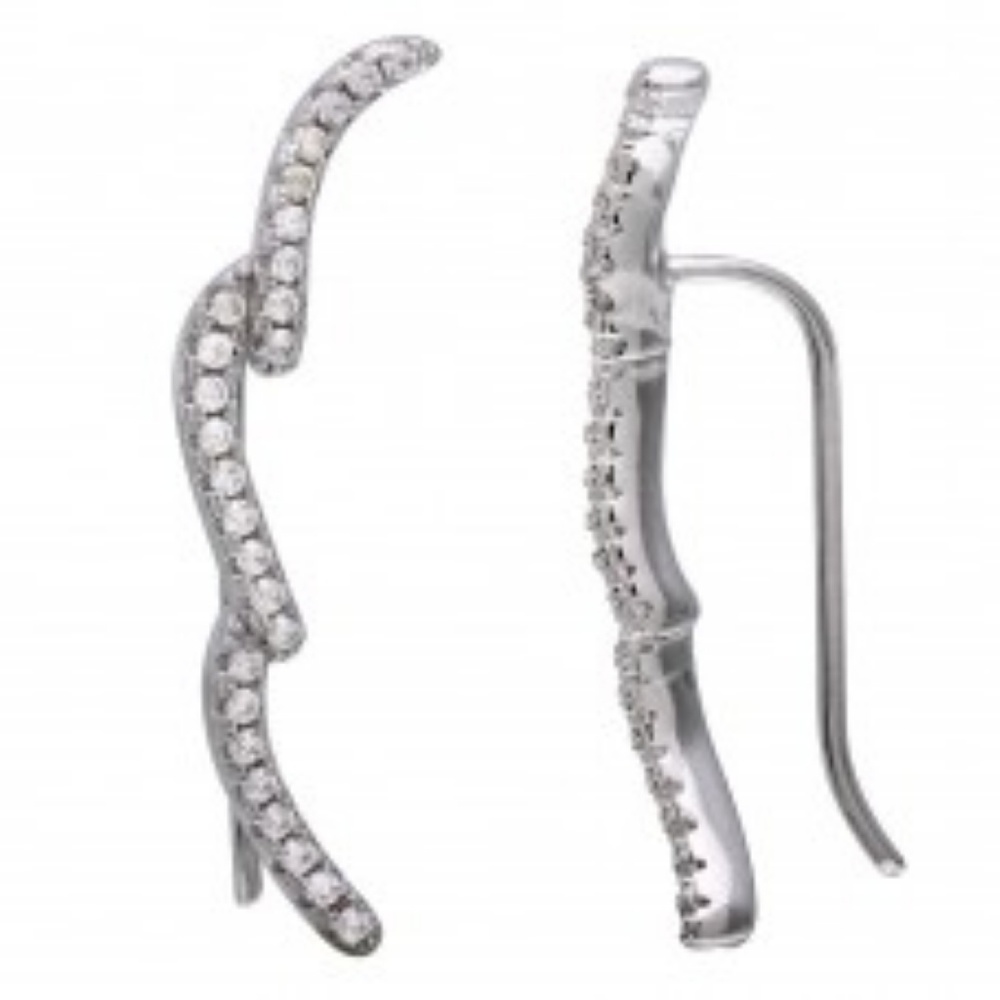 sterling silver 925 rotheum plated 3 cz waves
